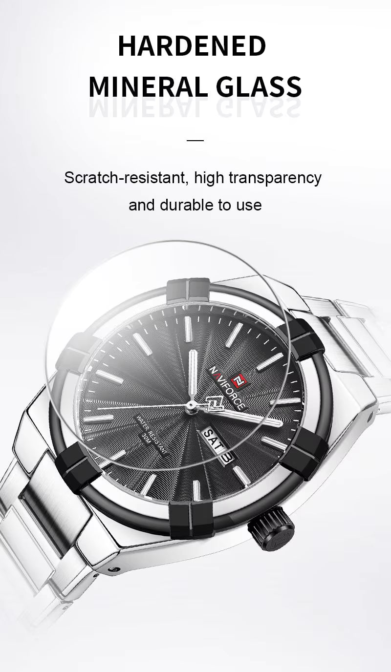 NAVIFORCE 9218 Men's Stainless Steel Luxury Fashion Quartz Wristwatch