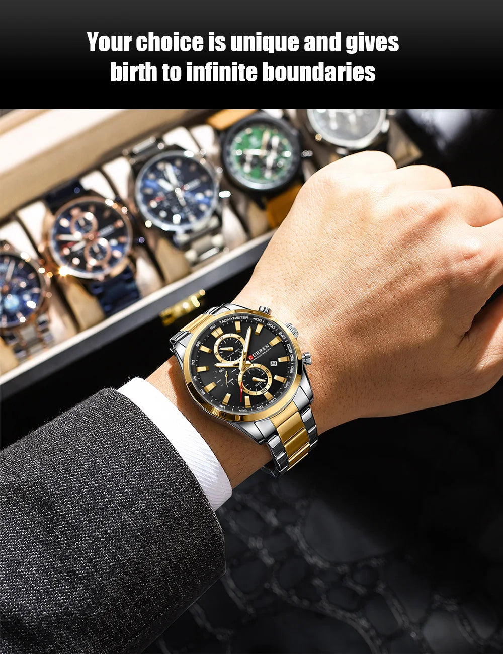 CURREN Stainless Steel Watch For Men With Box